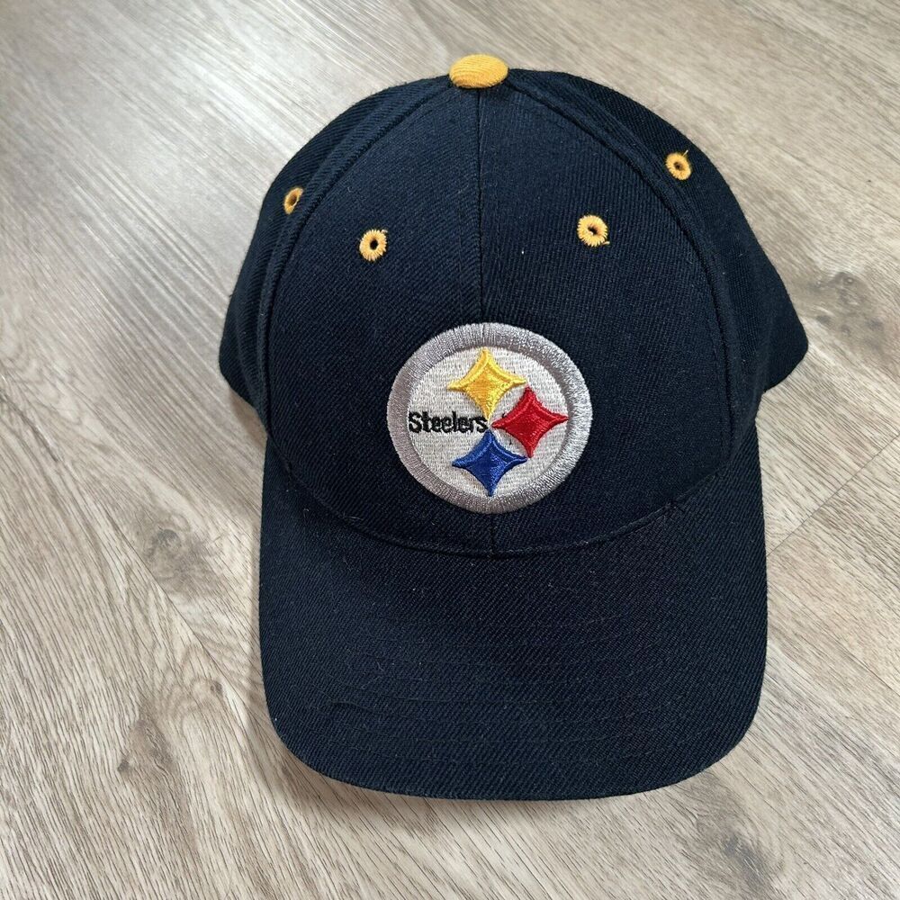 Vintage Logo Athletic Pittsburgh Steelers Hat Snapback NFL‎ Black Wool Blend Cap
